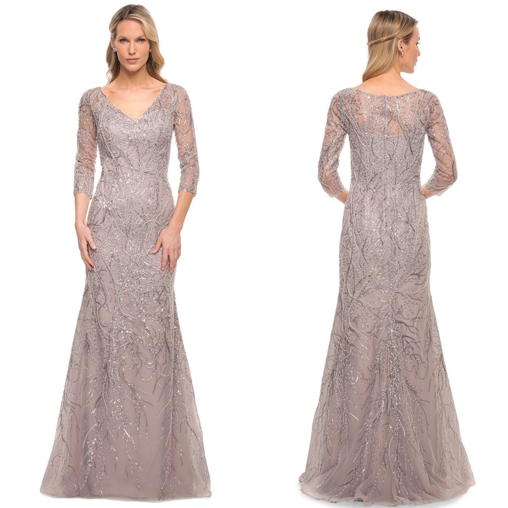 NEW LA FEMME Gray SEQUIN Embroidered MOTHER OF THE GROOM DRESS Mermaid GOWN 12 - Picture 16 of 16